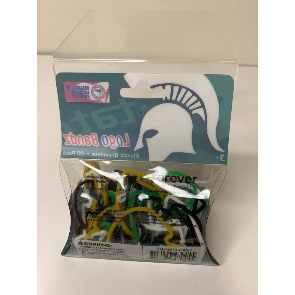 Michigan State Spartans Logo Bandz Elastic Bracelets 20 Pieces Football Themed